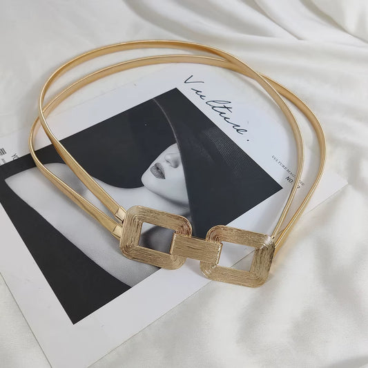 Designer Belts for Women High Quality Luxury Brand Female Waist Gold Chain Belt Elastic Waistband Dress Stretch Metal Riem